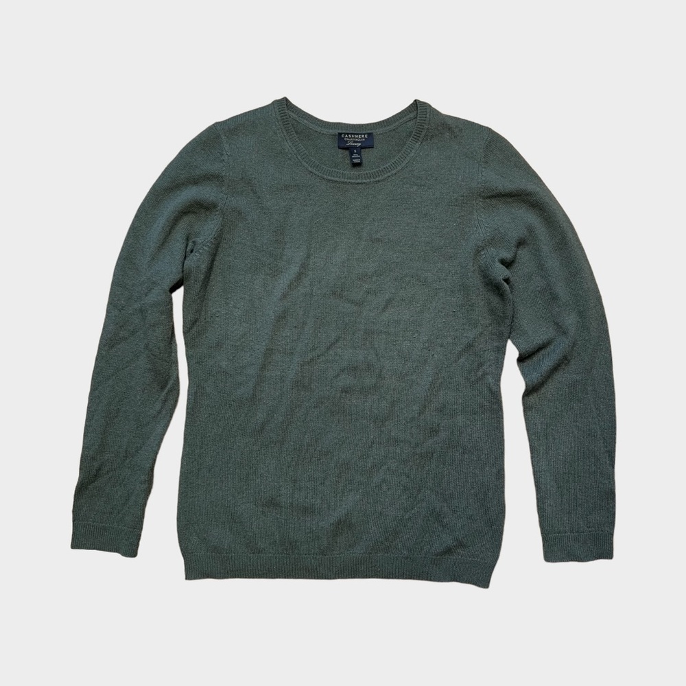 Charter Club Cashmere Crewneck Sweater Green Size Small